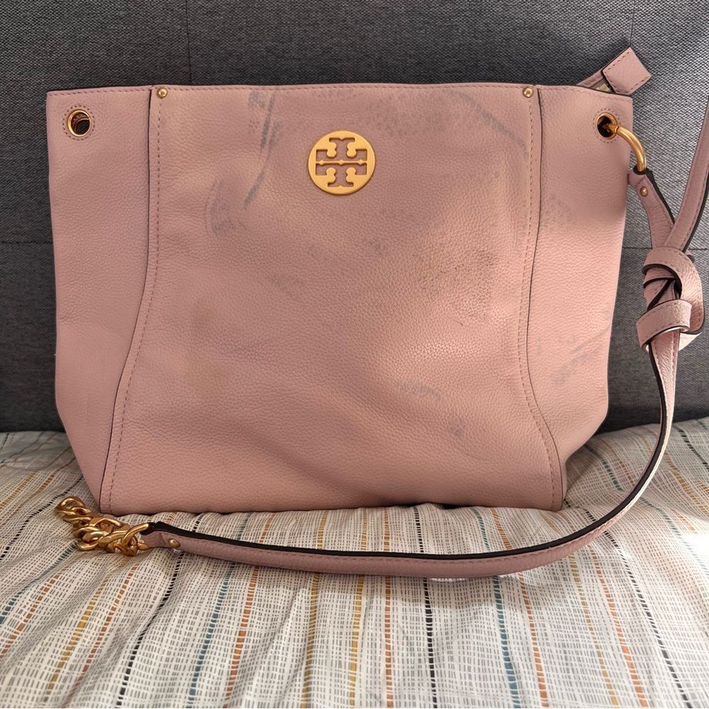 Tory Burch Everly Hobo Shoulder Bag Pink Blush Leather MSRP $498